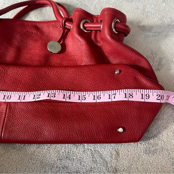 Furla Pebbled Leather Hobo Handbag Deep Red - Picture 11 of 15